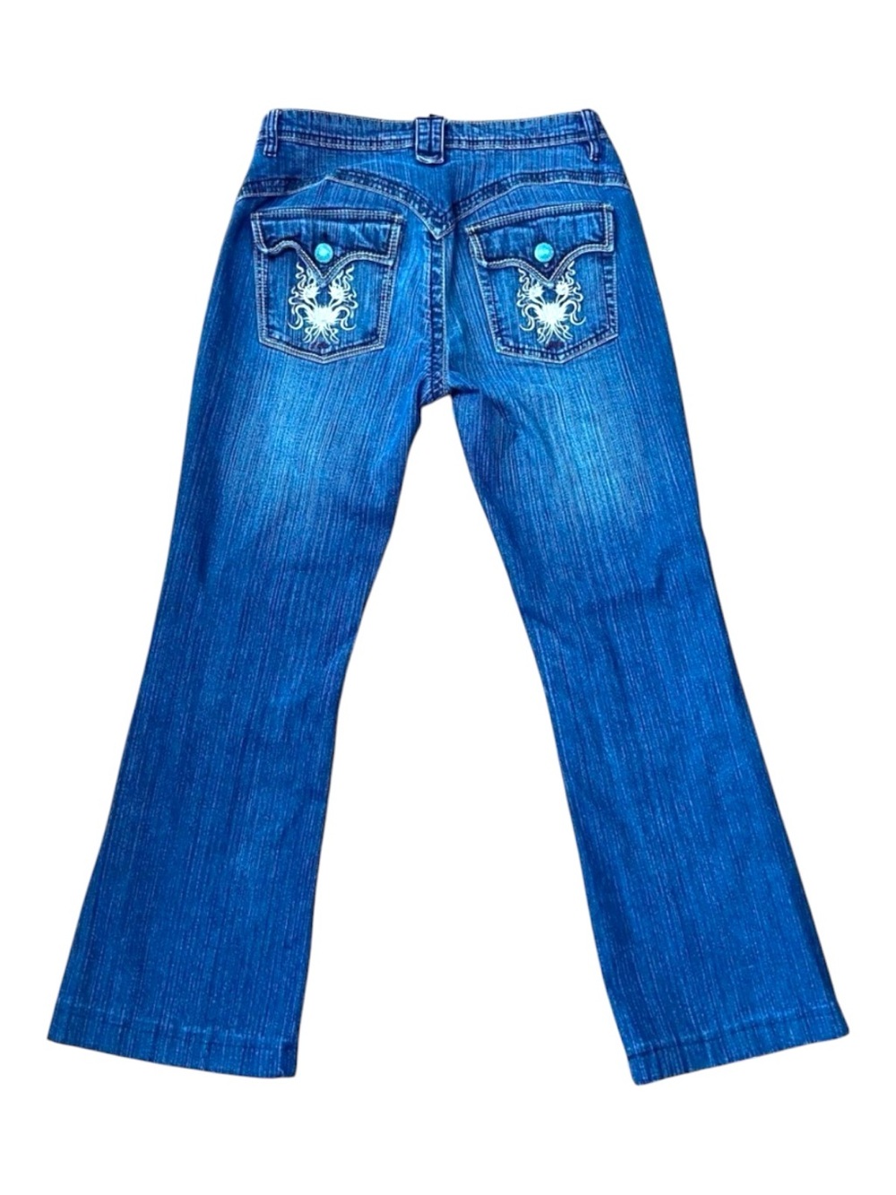 VINTAGE LOLA Jeans 30 Y2K Western Embroidered Flare Low Rise Statement Denim
